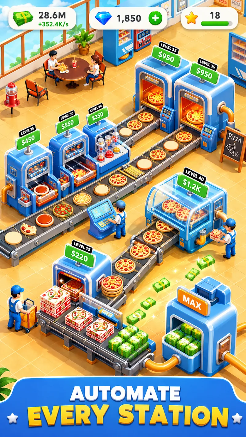 Скриншот Idle Pizza Production Tycoon 6